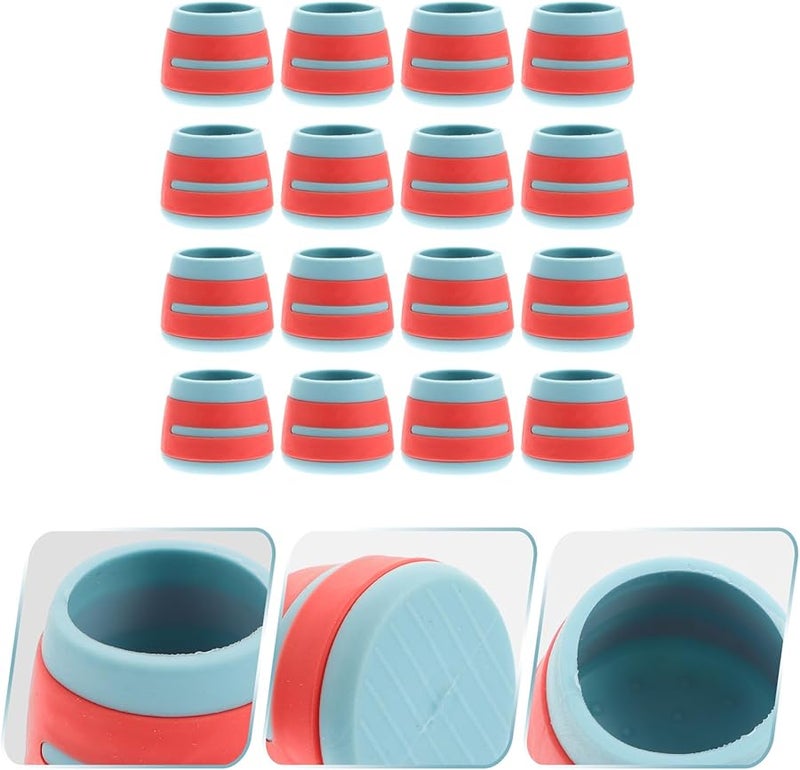 Safigle 16pcs Silicone Chair Leg Caps Table Floor Protectors Non Slip Noise Reducing Pads Red Blue - Image 3